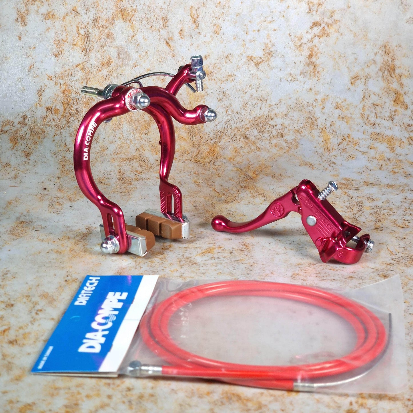 Dia-Compe Old School BMX Red / MX890 / LH Tech III Dia-Compe Complete Old School Brake Kit Rear