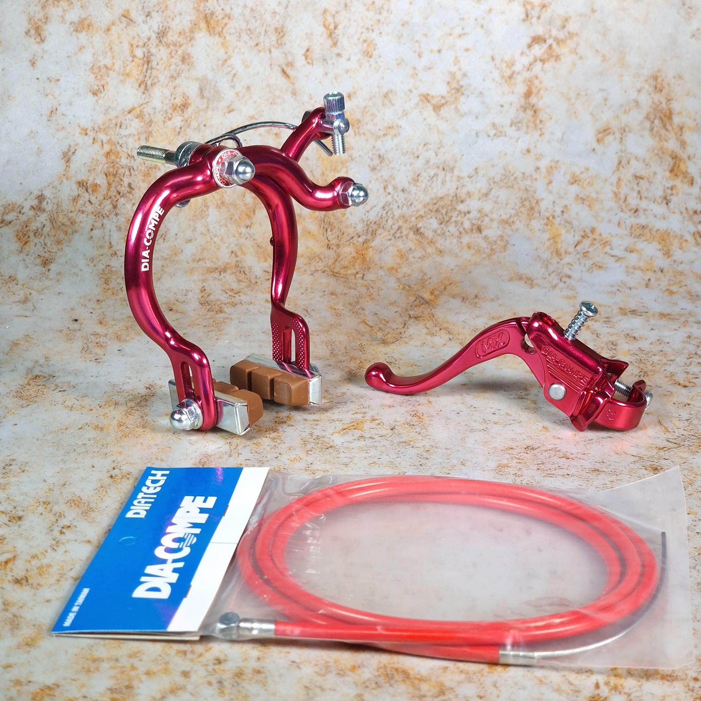 Dia-Compe Old School BMX Red / MX890 / LH Tech IV Dia-Compe Complete Old School Brake Kit Rear