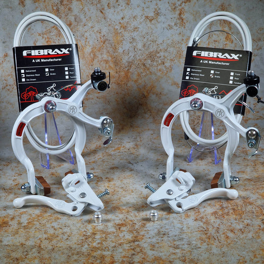 Dia-Compe Old School BMX Dia-Compe MX1000 / Tech-III White Complete Brake Set with Powerglide Cables