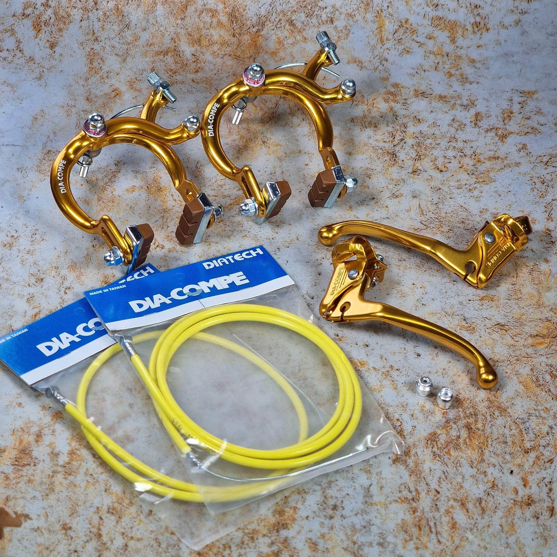 Dia-Compe Old School BMX Dia-Compe MX890 / 132MT45 Complete Brake Kit Gold