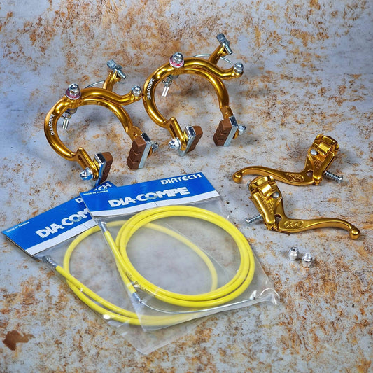 Dia-Compe Old School BMX Dia-Compe MX890 / Tech-4 Complete Brake Kit Gold