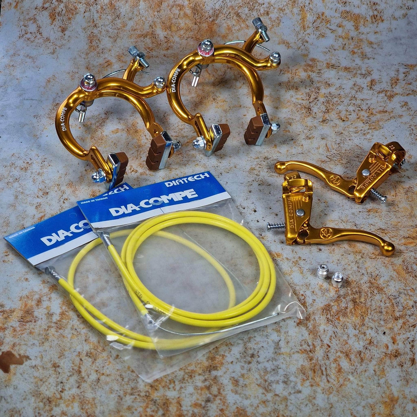 Dia-Compe Old School BMX Dia-Compe MX890 / Tech-III Complete Brake Kit Gold