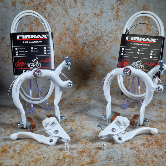 Dia-Compe Old School BMX Dia-Compe MX890 / Tech III Complete Brake Set White with Powerglide Cables