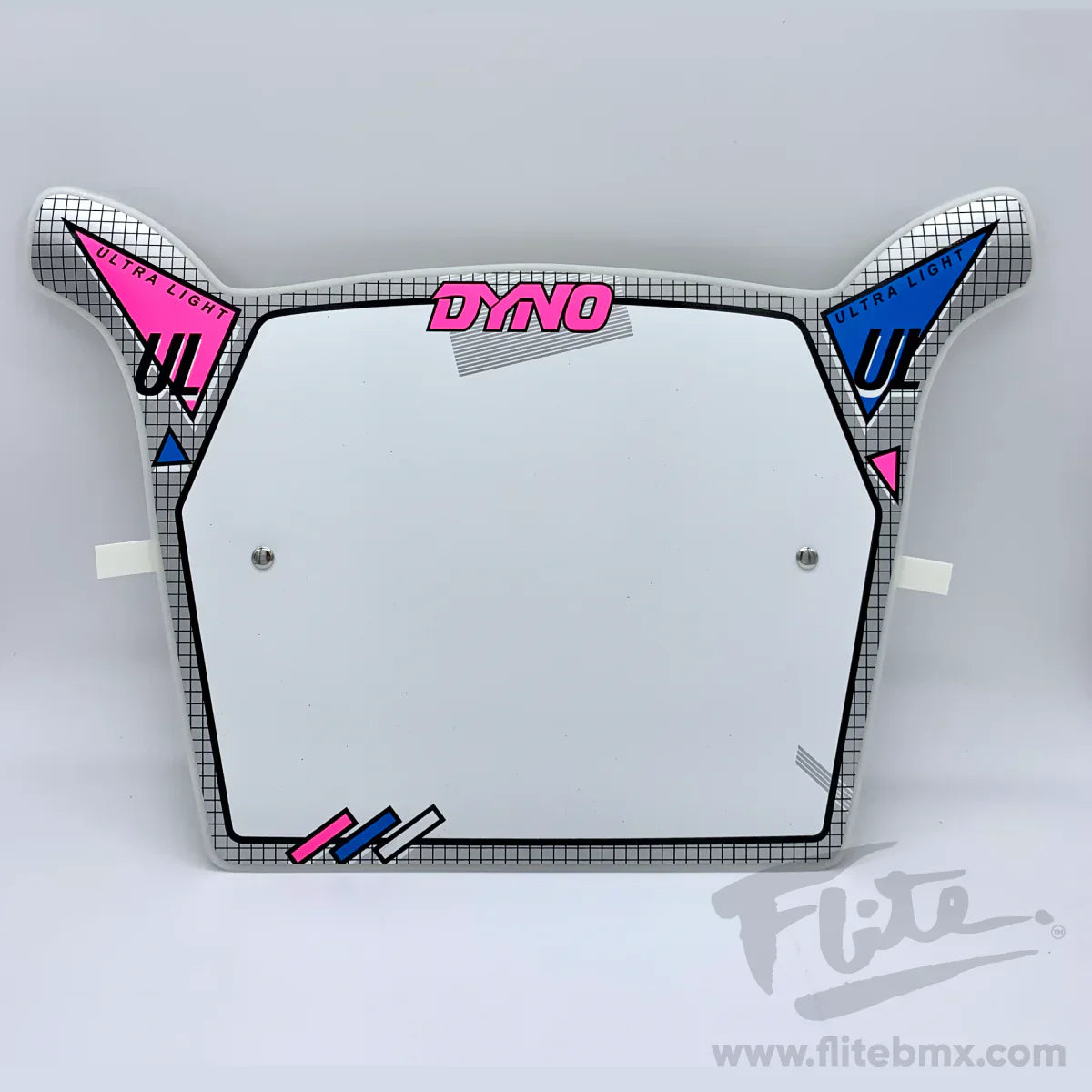 Flite Old School BMX Silver/White Dyno UL Number Plate