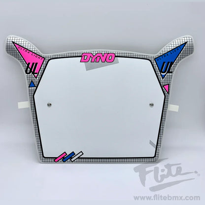Flite Old School BMX Silver/White Dyno UL Number Plate