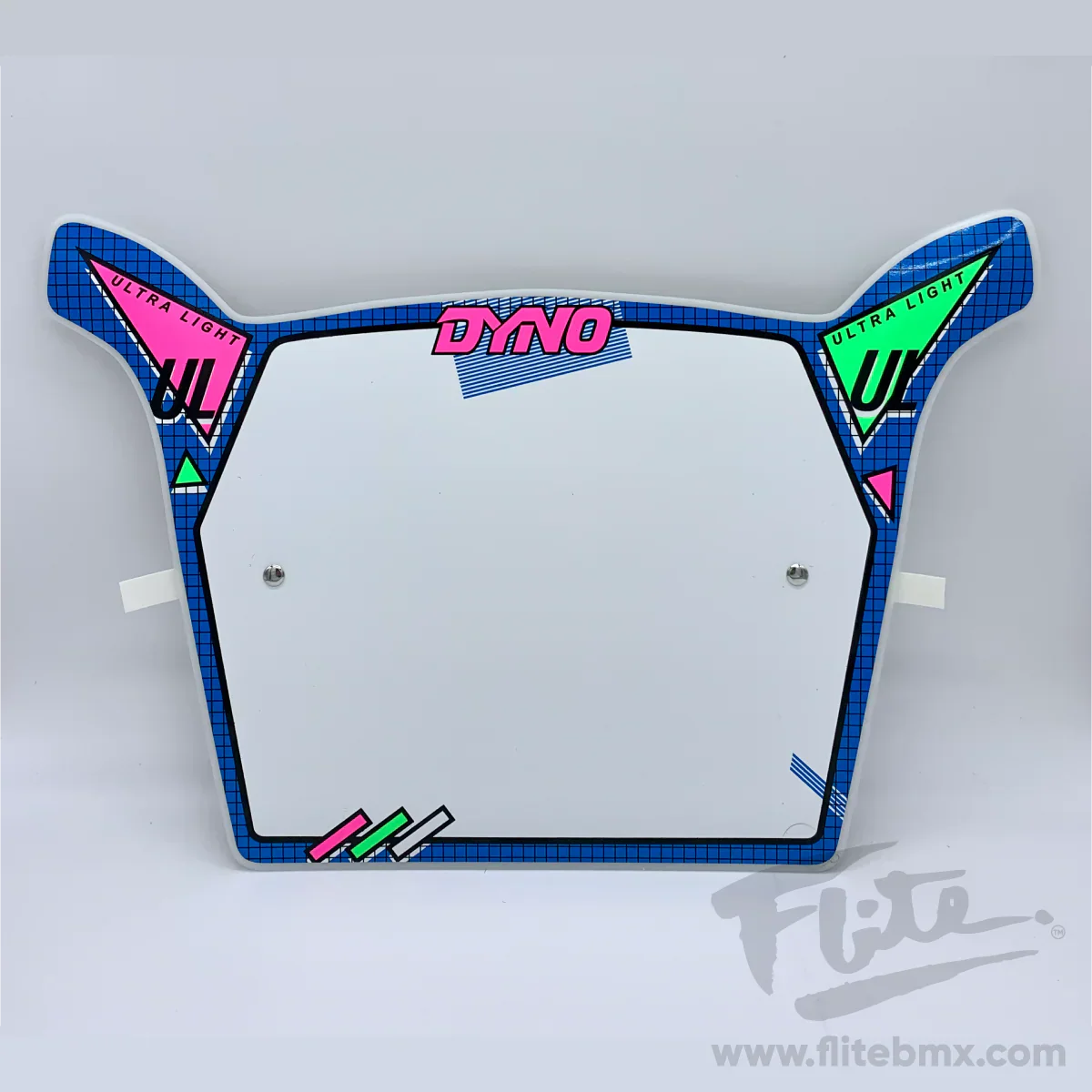 Flite Old School BMX White/Blue Dyno UL Number Plate