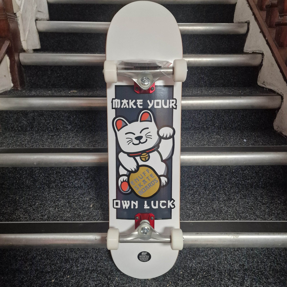 Enuff Skateboards 8.0 Enuff Lucky Cat Complete Skateboard 8.0" White