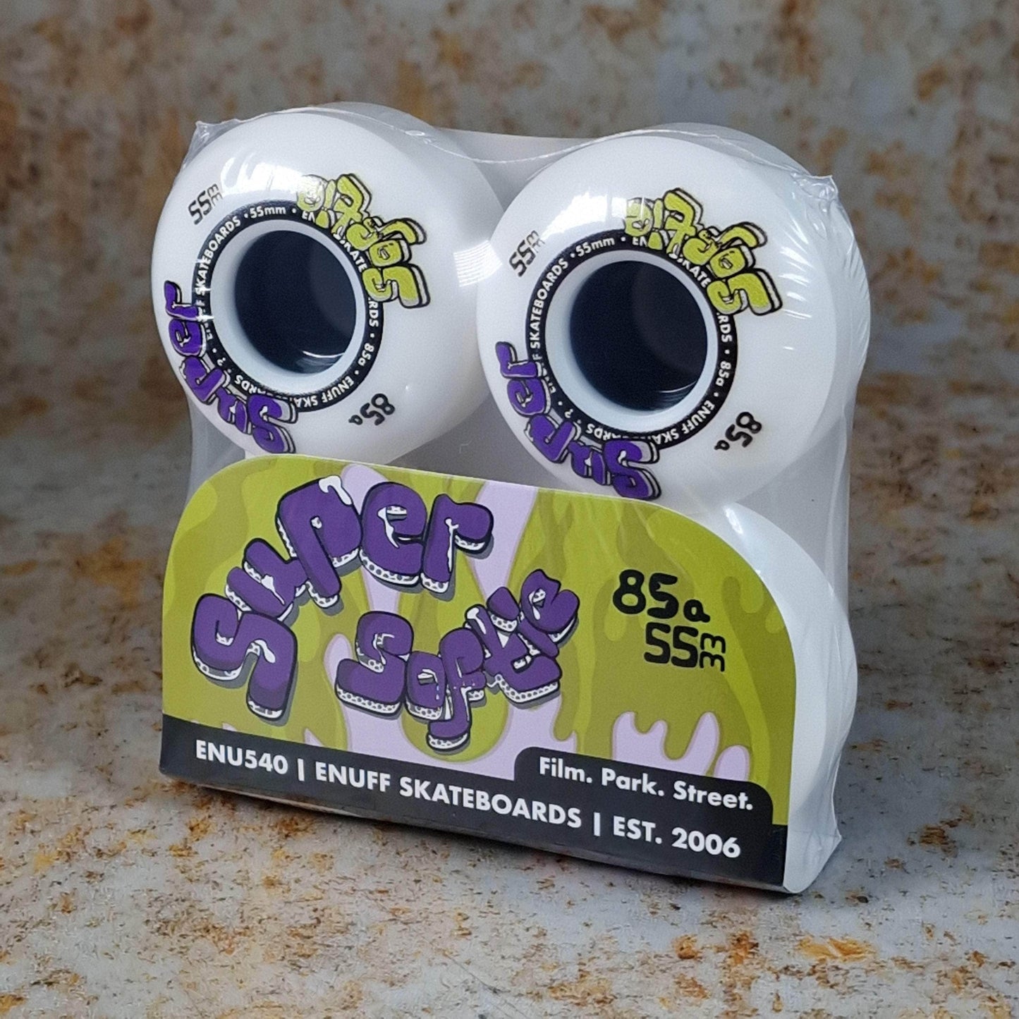 Enuff Skateboards White Enuff Super Softie Skateboard Wheels Purple/Green 85a 55mm
