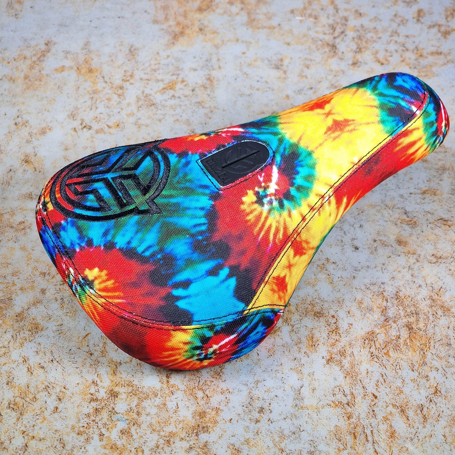 Federal BMX Parts Federal Mid Pivotal Logo Seat Tie Dye with Thicker Black Embroidery