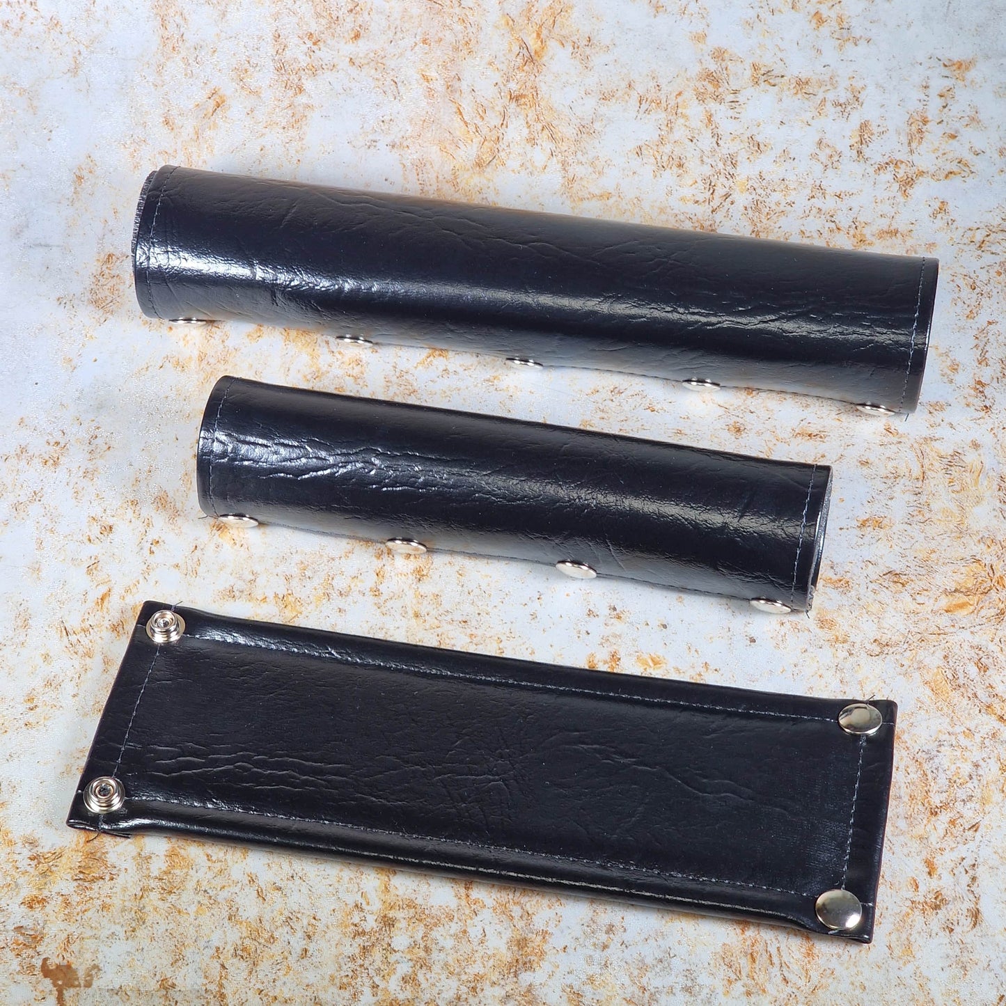 Flite Old School BMX Black Flite Blank Vinyl Snap Closure 3 Piece Old School BMX Pad Set