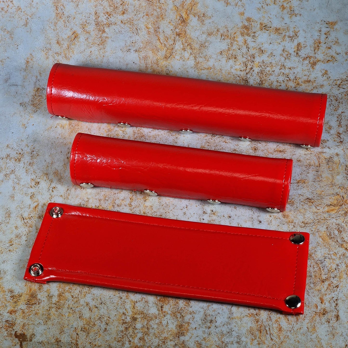Flite Old School BMX Red Flite Blank Vinyl Snap Closure 3 Piece Old School BMX Pad Set