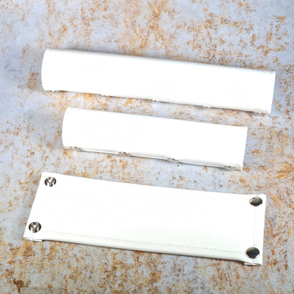 Flite Old School BMX White Flite Blank Vinyl Snap Closure 3 Piece Old School BMX Pad Set