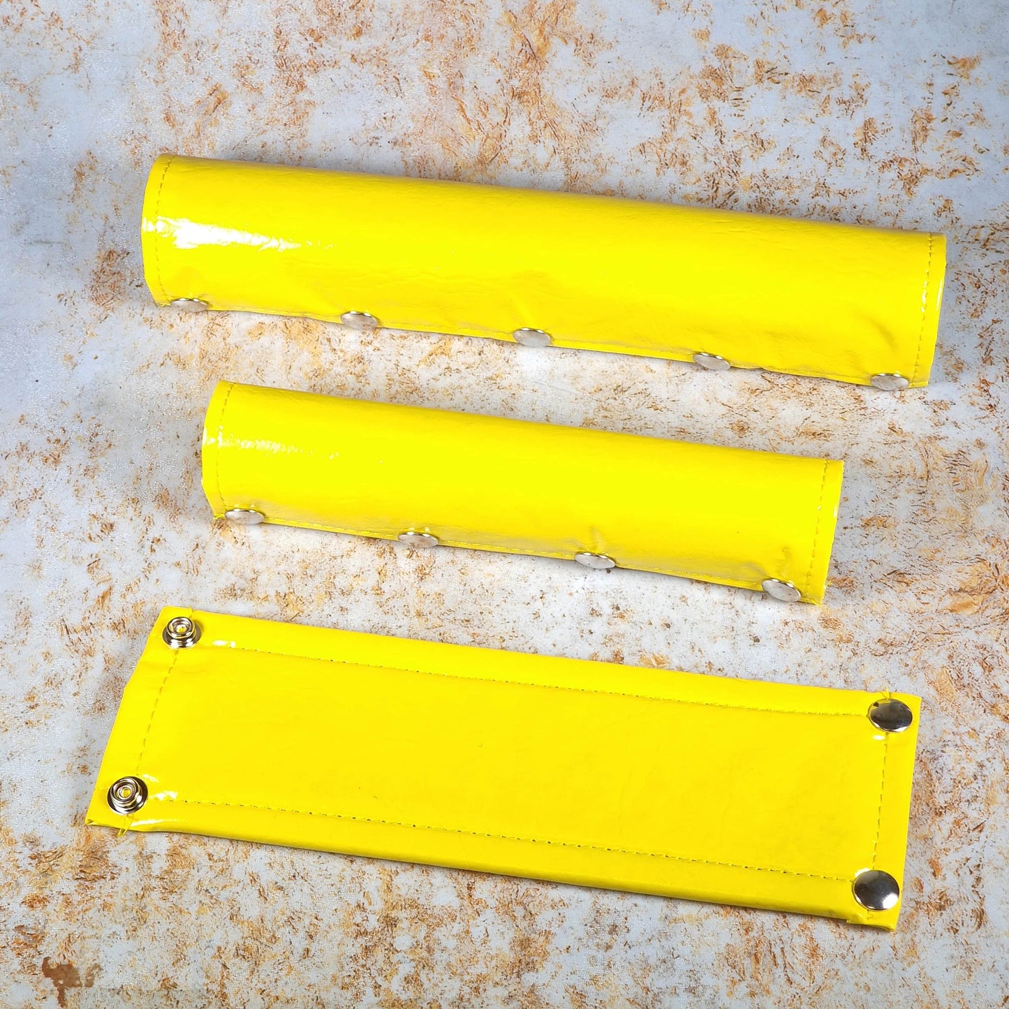 Flite Old School BMX Yellow Flite Blank Vinyl Snap Closure 3 Piece Old School BMX Pad Set