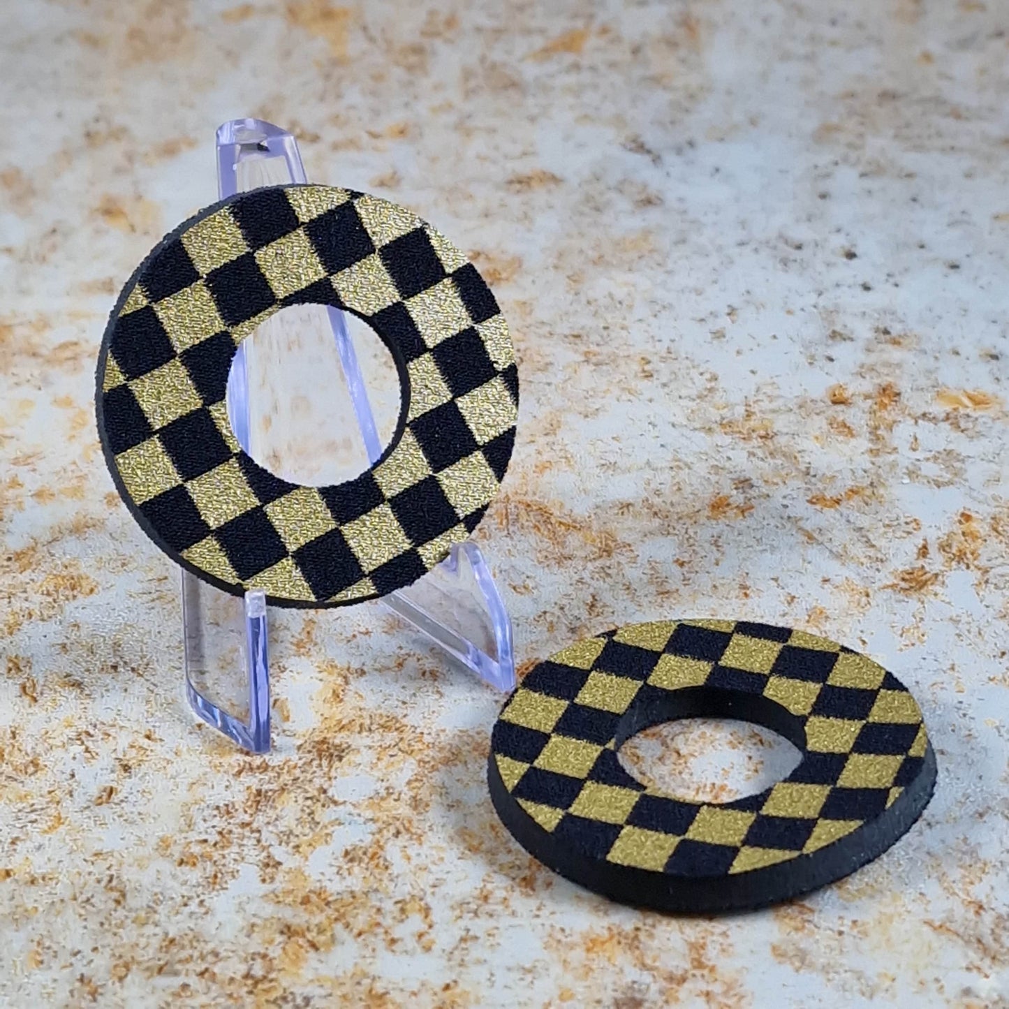 Flite Old School BMX Black/Gold Flite Grip Donuts Anodised Checkers