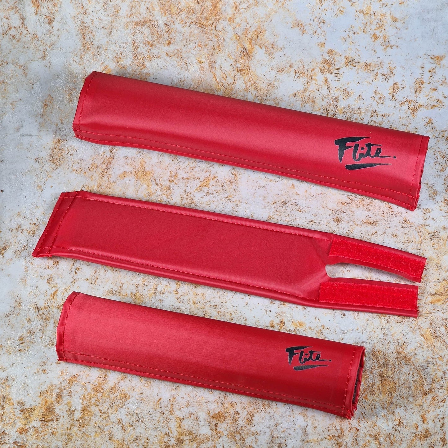 Flite Old School BMX Red with Black Flite Old School BMX 3 Piece Pad Set with 80's Logo