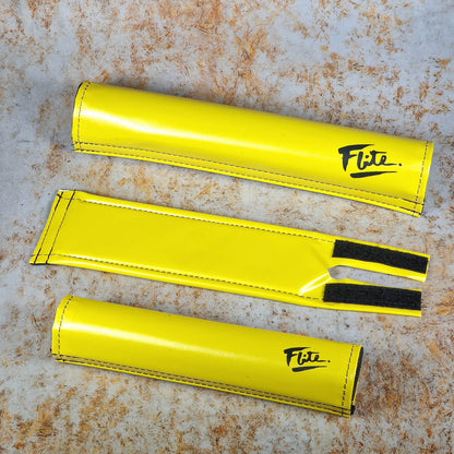 Flite Old School BMX Yellow with Black Flite Old School BMX 3 Piece Pad Set with 80's Logo