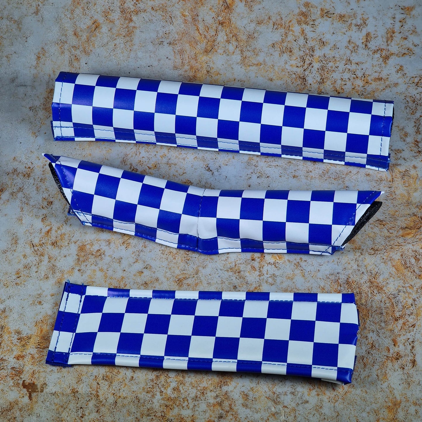 Flite Old School BMX Blue/White Flite Old School BMX 3 Piece V-bar Pad Set Checkers