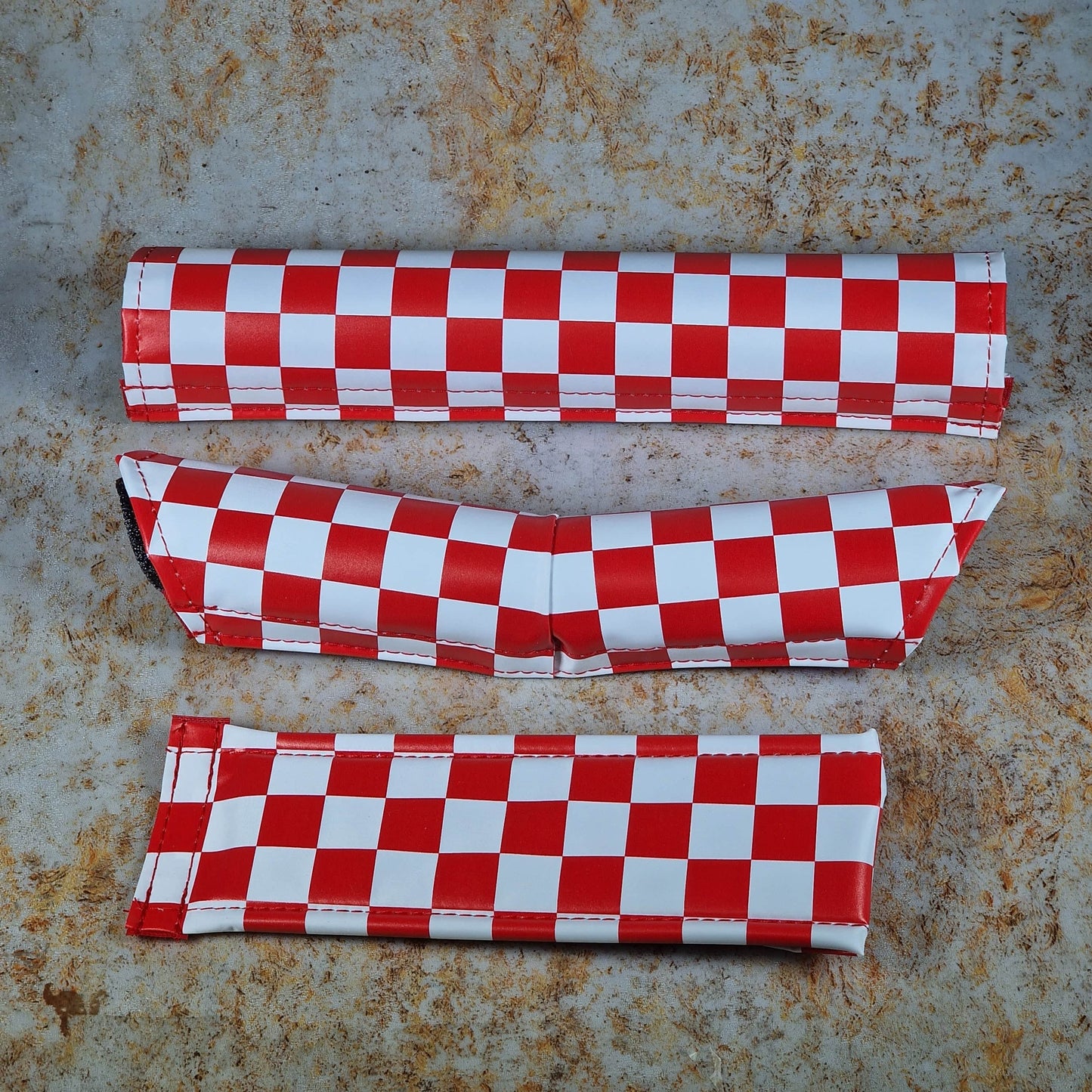 Flite Old School BMX Red/White Flite Old School BMX 3 Piece V-bar Pad Set Checkers