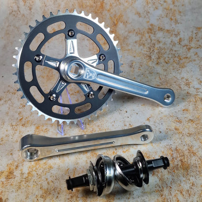 Genetic Old School BMX Black Chainring Genetic Retro 3 Piece Square Taper BMX Chainset with BB