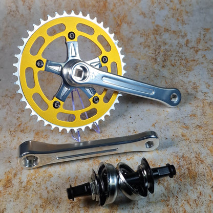 Genetic Old School BMX Gold Chainring Genetic Retro 3 Piece Square Taper BMX Chainset with BB