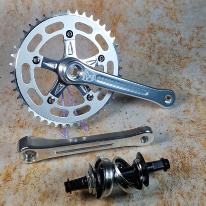 Genetic Old School BMX Silver Chainring Genetic Retro 3 Piece Square Taper BMX Chainset with BB