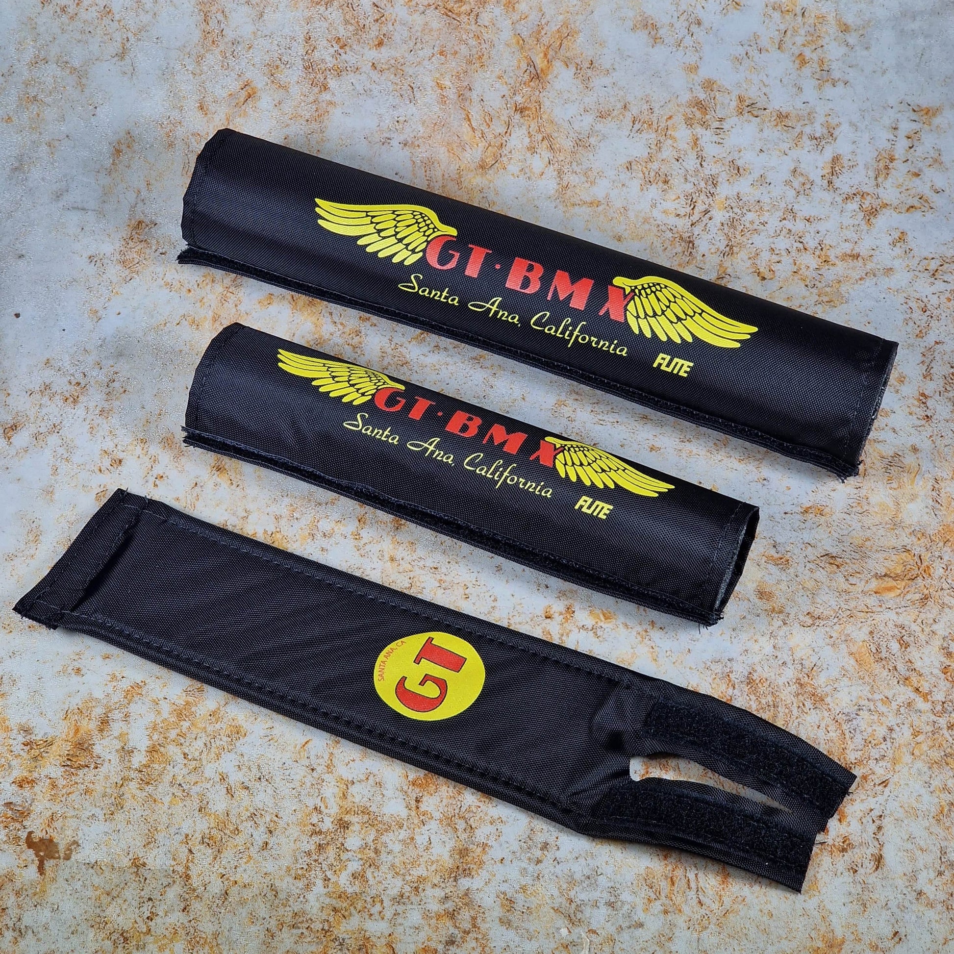 Flite Old School BMX Black with Red/Yellow / 1" GT Santa Ana 1984-1986 Pad Set by Flite