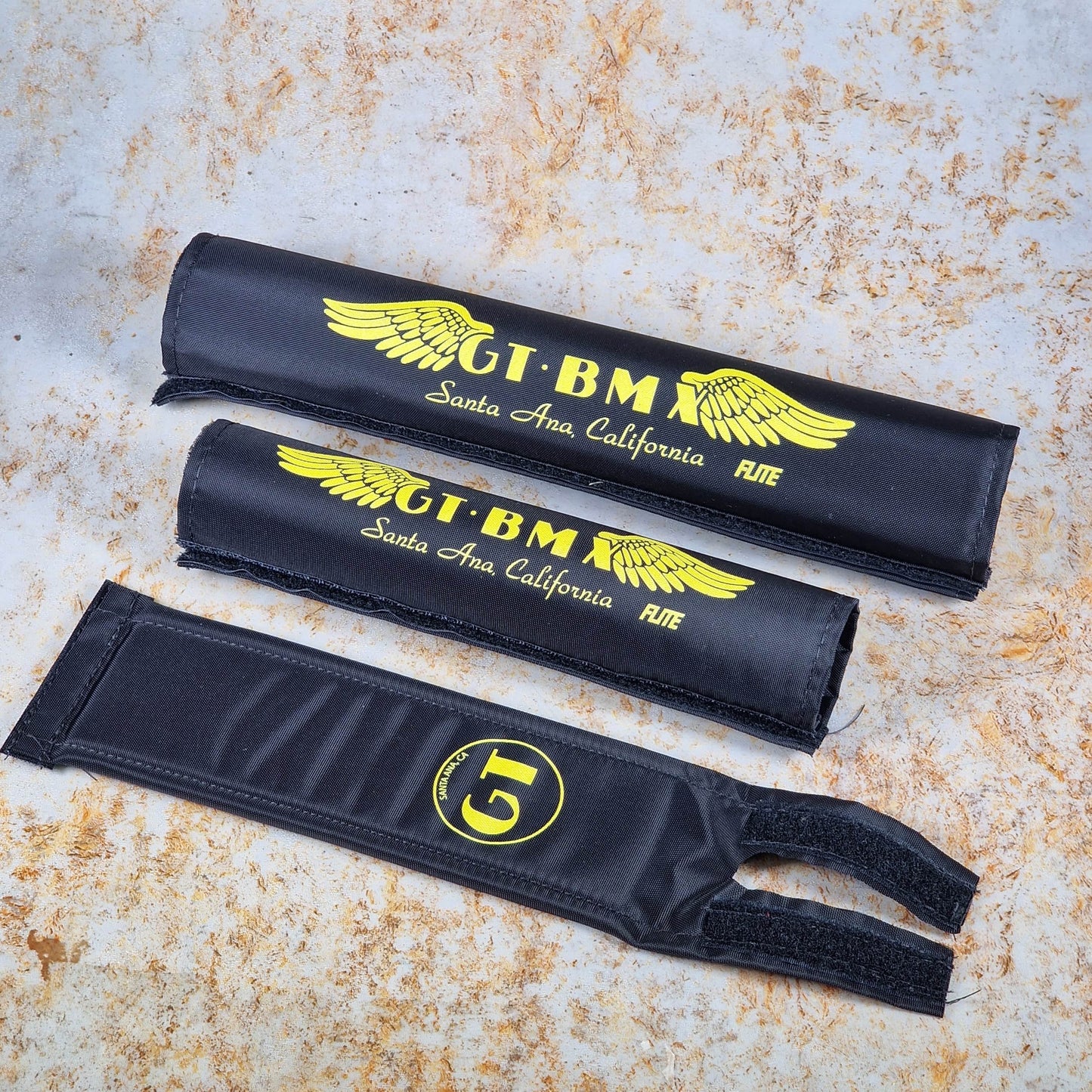 Flite Old School BMX Black with Yellow / 1" GT Santa Ana 1984-1986 Pad Set by Flite