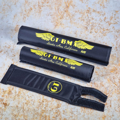 Flite Old School BMX Black with Yellow / 1" GT Santa Ana 1984-1986 Pad Set by Flite