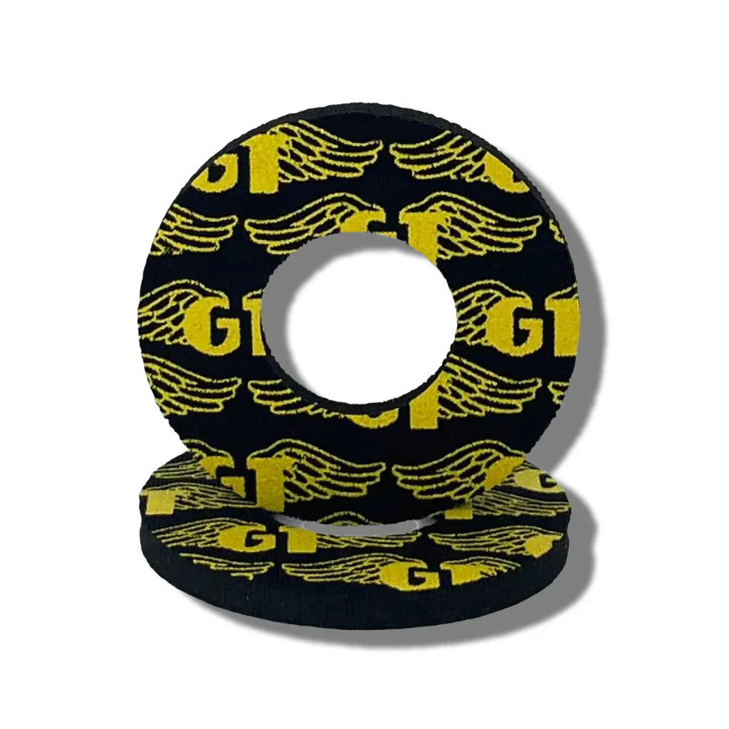 Flite Old School BMX Black/Yellow GT Wings Grip Donuts by Flite
