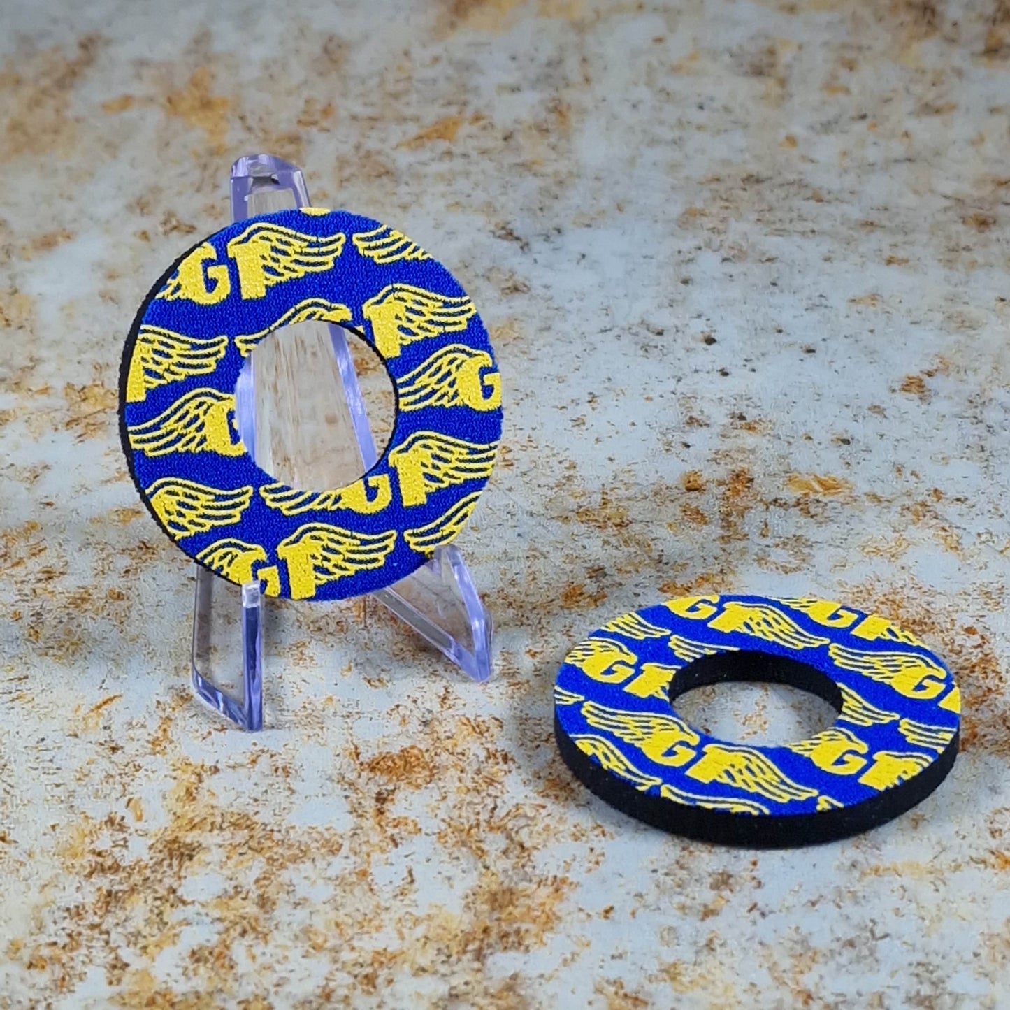 Flite Old School BMX Royal Blue/Yellow GT Wings Grip Donuts by Flite