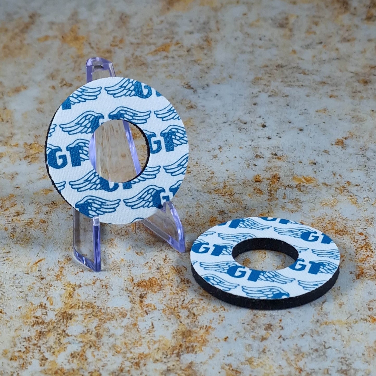 Flite Old School BMX White/Malibu Blue GT Wings Grip Donuts by Flite