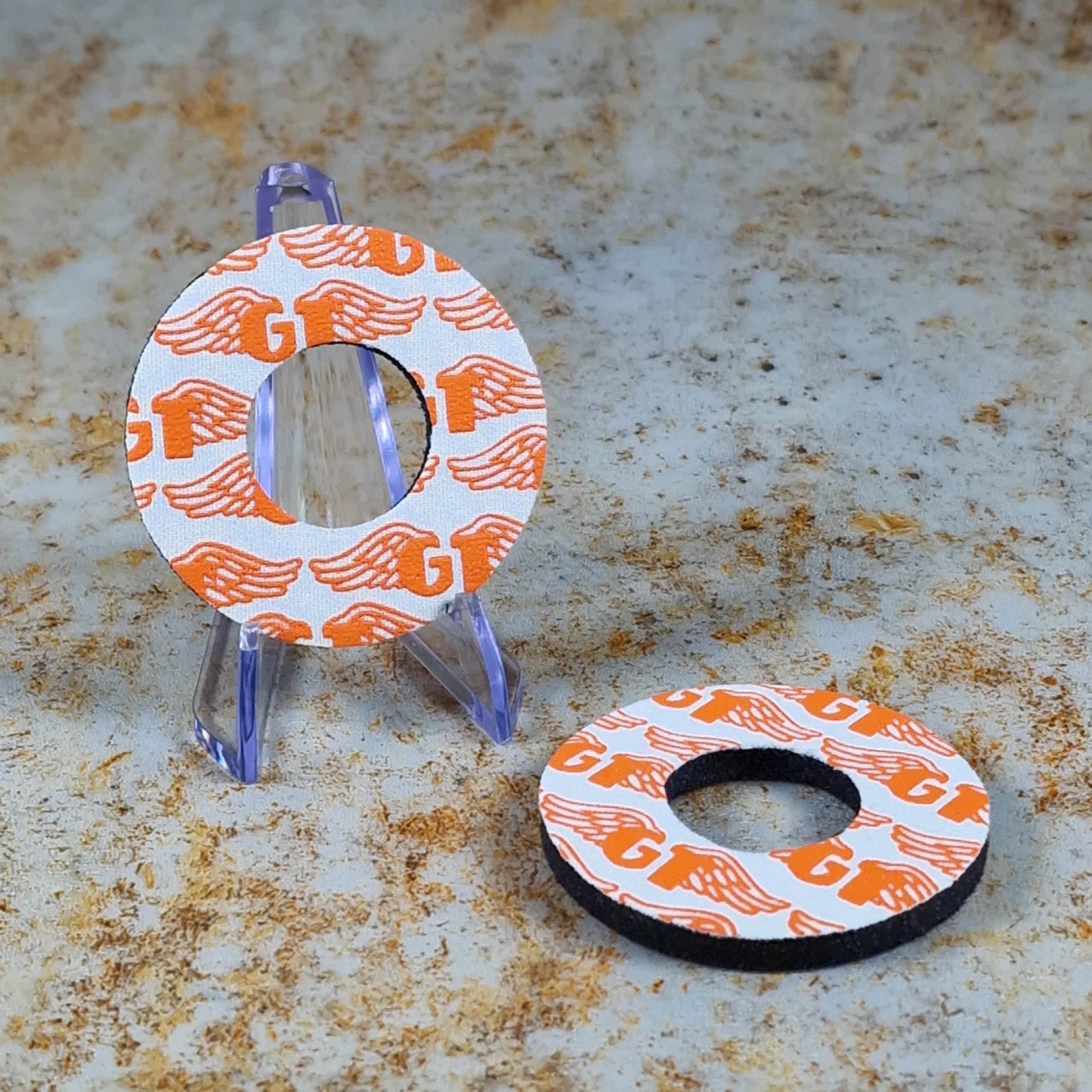 Flite Old School BMX White/Orange GT Wings Grip Donuts by Flite