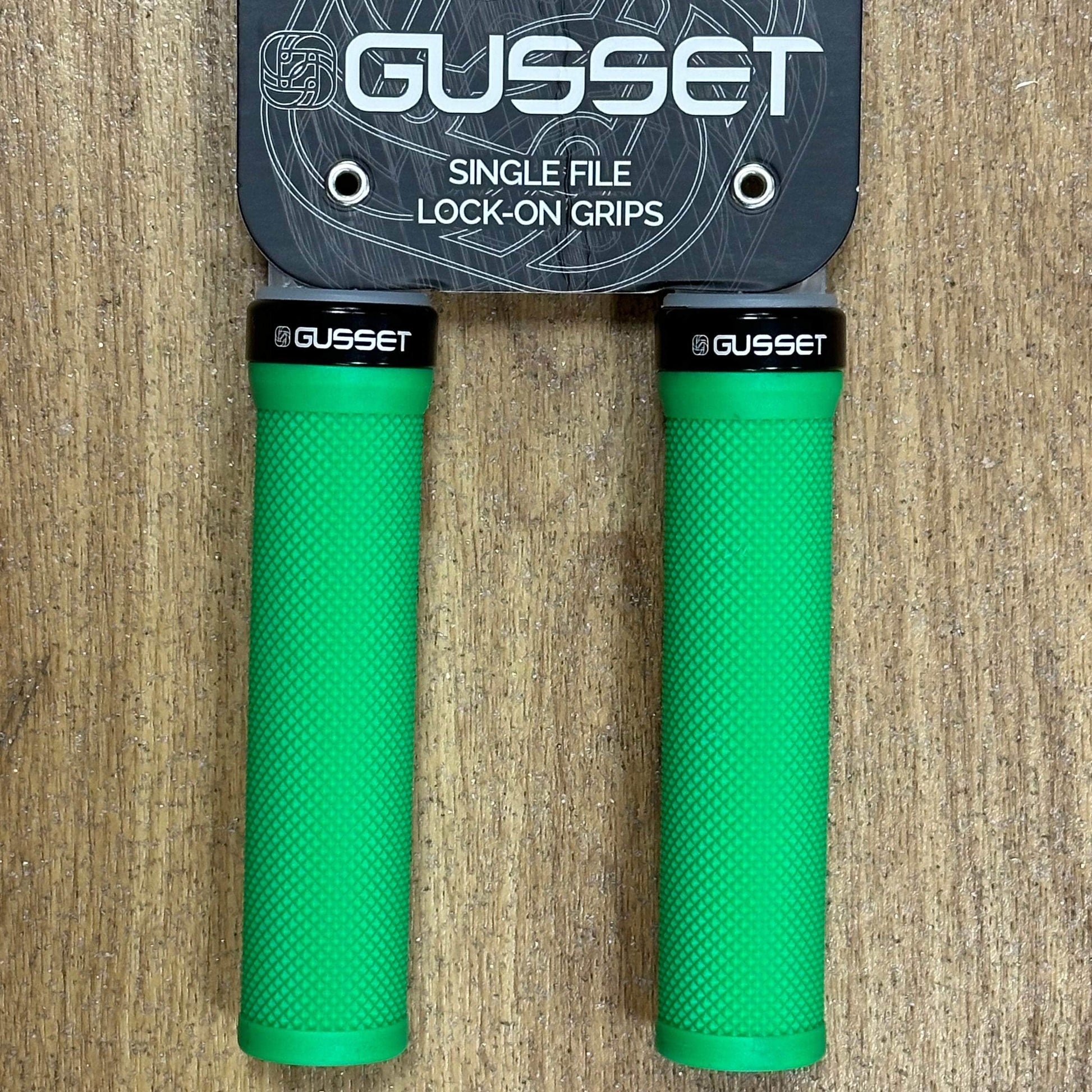 Gusset BMX Parts Green Gusset Single File Lock-On Grips