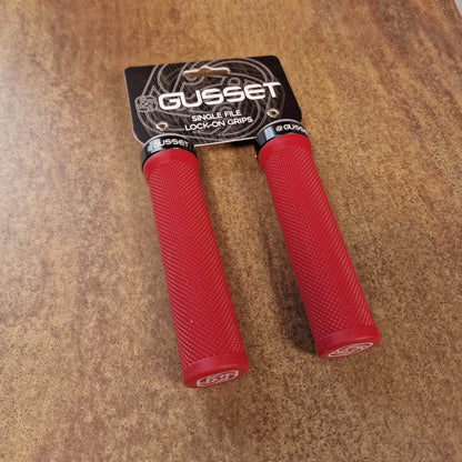 Gusset BMX Parts Red Gusset Single File Lock-On Grips