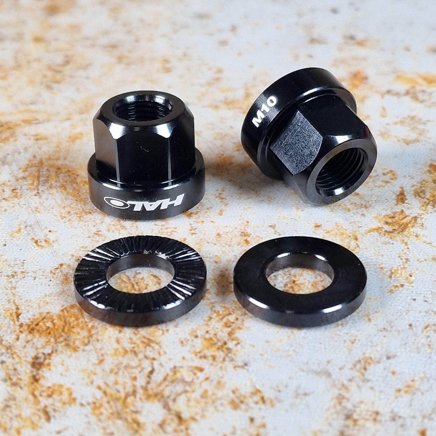 Halo BMX Parts Black / M9 Halo Alloy A-Nuts Coloured Axle Nuts Pair