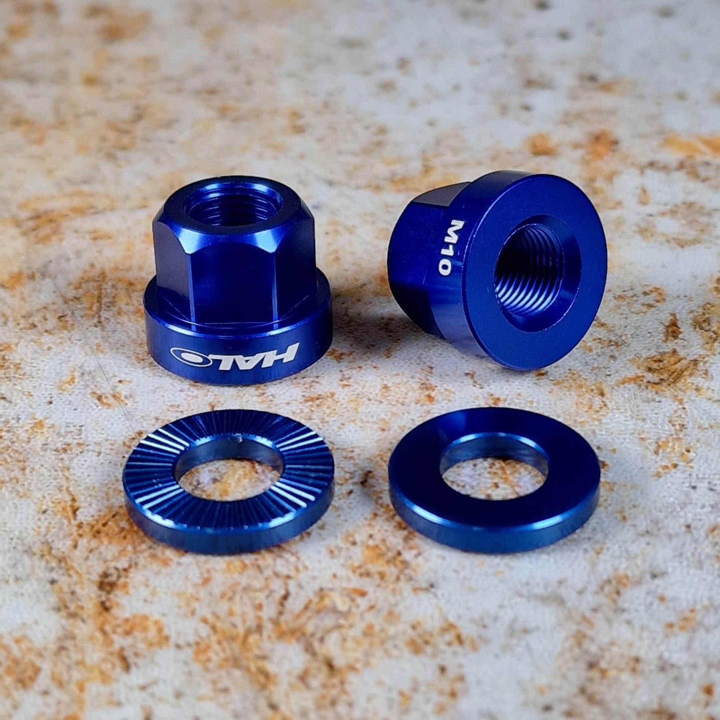 Halo BMX Parts Blue / M9 Halo Alloy A-Nuts Coloured Axle Nuts Pair