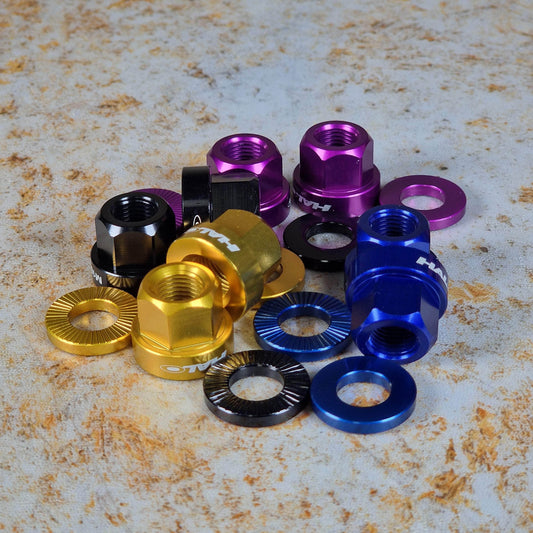 Halo BMX Parts Halo Alloy A-Nuts Coloured Axle Nuts Pair