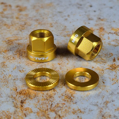 Halo BMX Parts Gold / M9 Halo Alloy A-Nuts Coloured Axle Nuts Pair