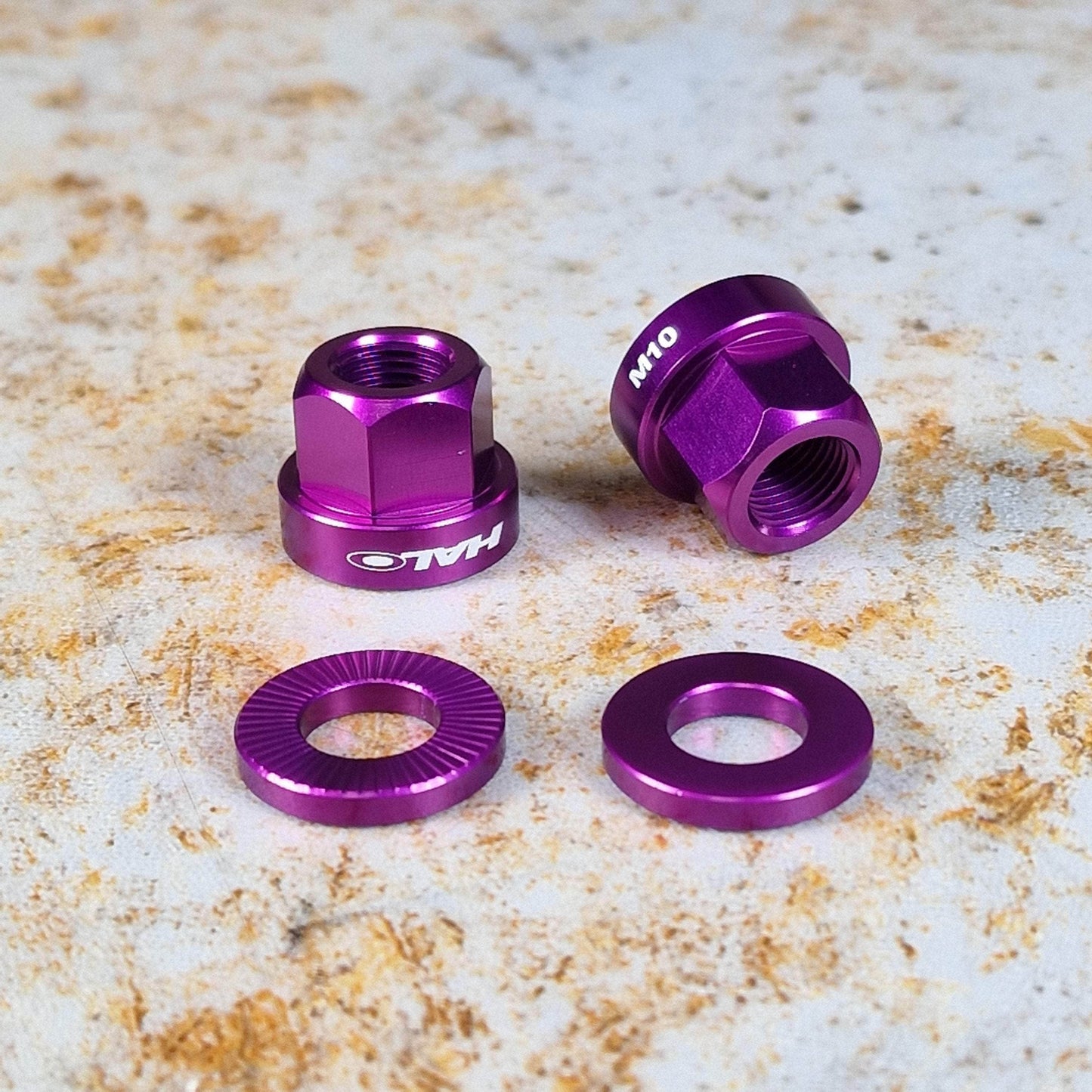 Halo BMX Parts Purple / M9 Halo Alloy A-Nuts Coloured Axle Nuts Pair