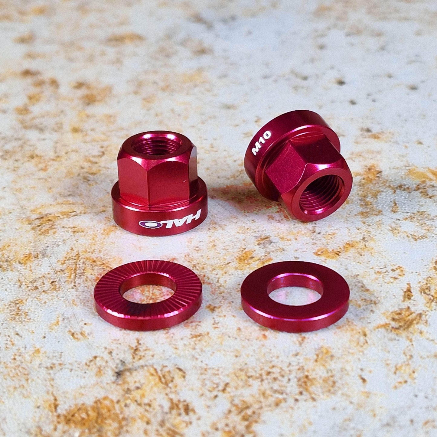 Halo BMX Parts Red / M9 Halo Alloy A-Nuts Coloured Axle Nuts Pair
