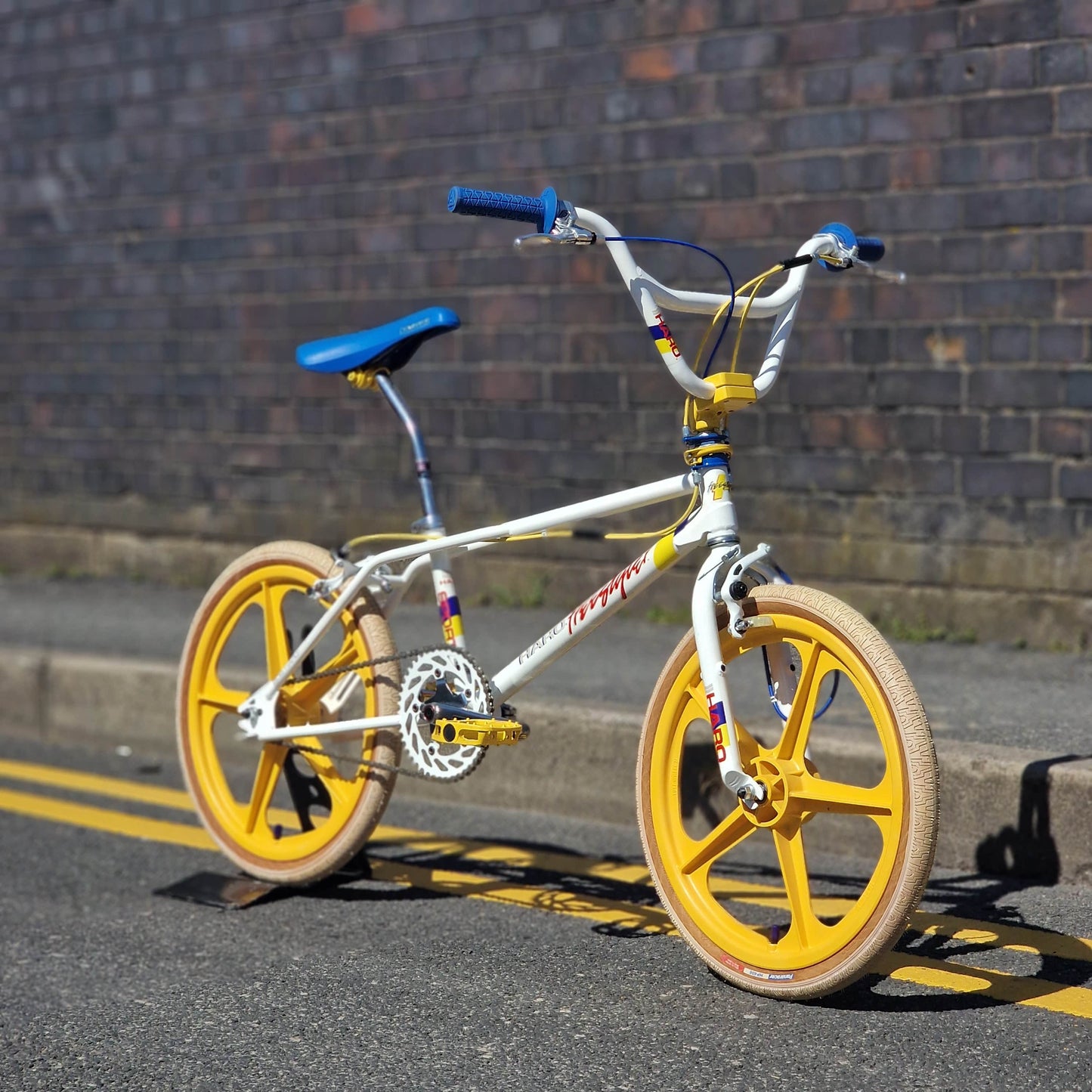 Haro Old School BMX Bikes White/Yellow/Blue Haro 1985 Sport Custom Bike White / Yellow Previously Owned