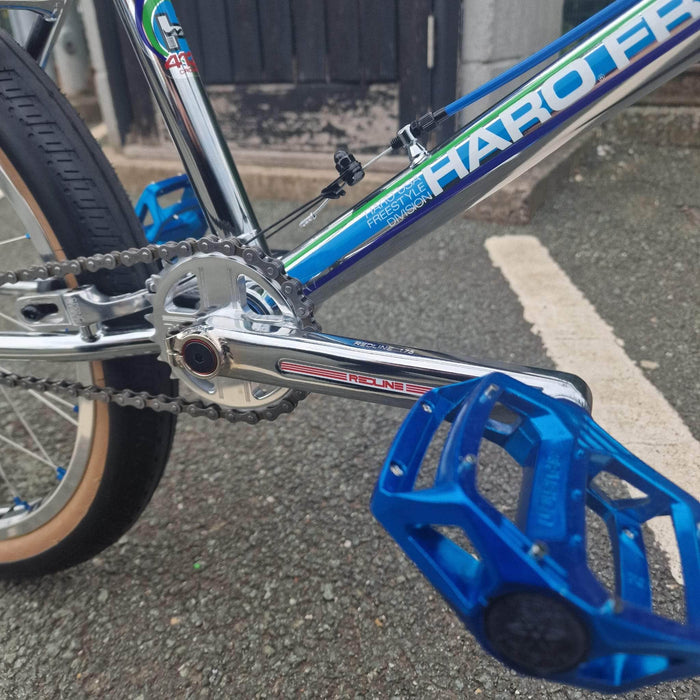 Haro Old School BMX Chrome Haro 40th Anniversary Bob Haro Freestyler Lineage Custom Bike Chrome / Blue