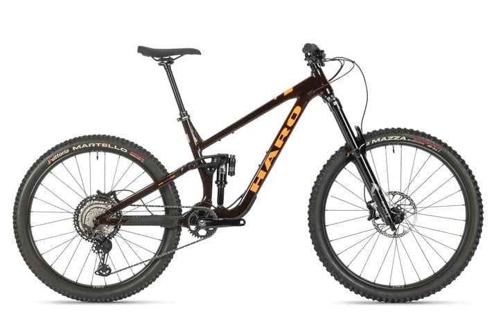 Haro Bikes Haro Greer Alloy 1 Full Suspension Mountain Bike Cedar Brown / Orange