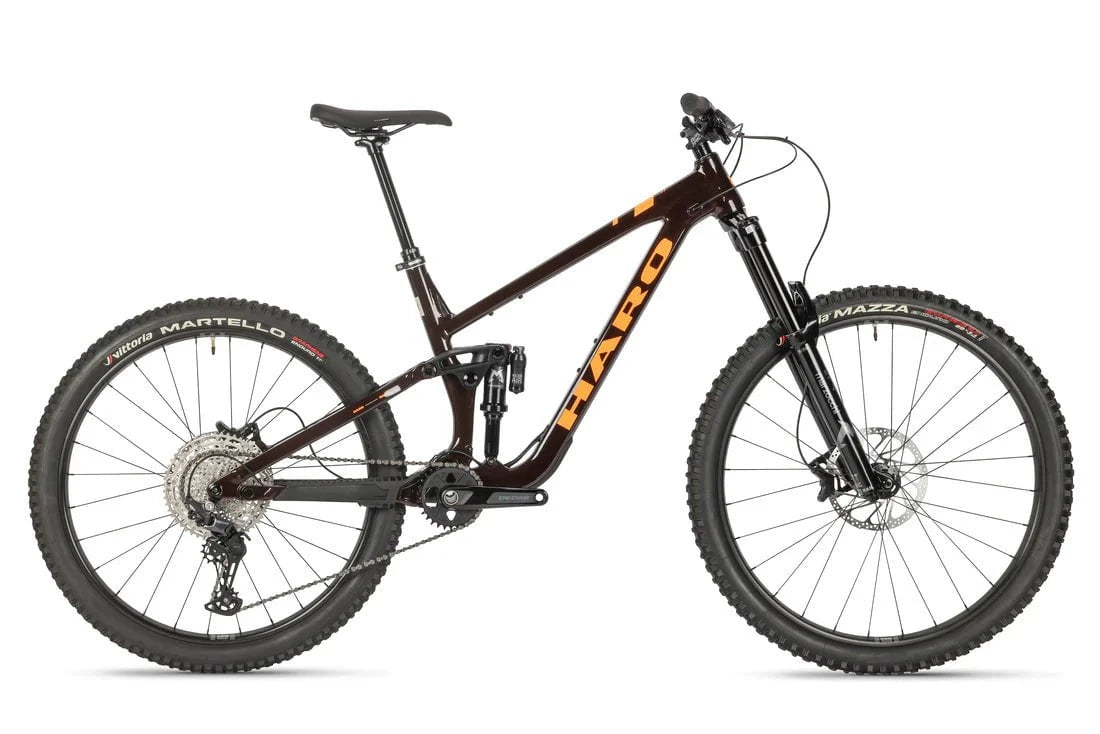 Haro Bikes Haro Greer Alloy 2 Full Suspension Mountain Bike Cedar Brown \ Orange