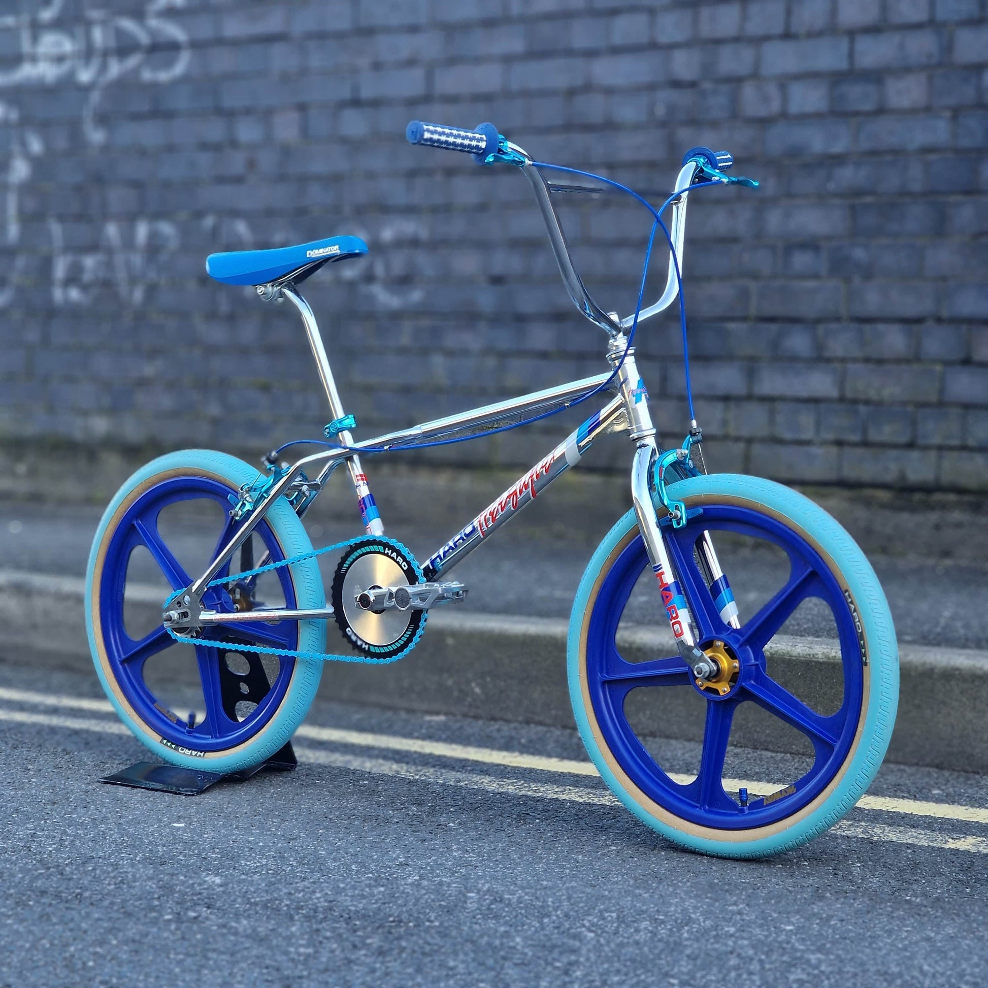 Haro Old School BMX Bikes Haro Sport Mike Dominguez 1984 Custom Bike Chrome / Blue Previously Owned