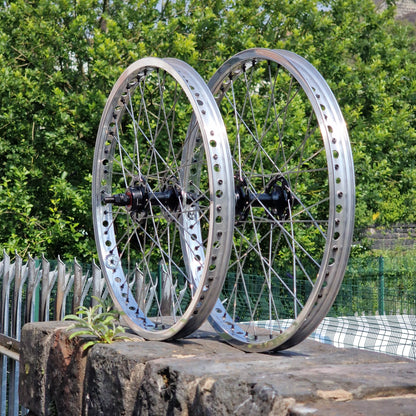IRONHEAD Old School BMX 20 Inch / Black/Silver Holy Moly Pro Class Style 20 Inch Alloy Wheelset Pair