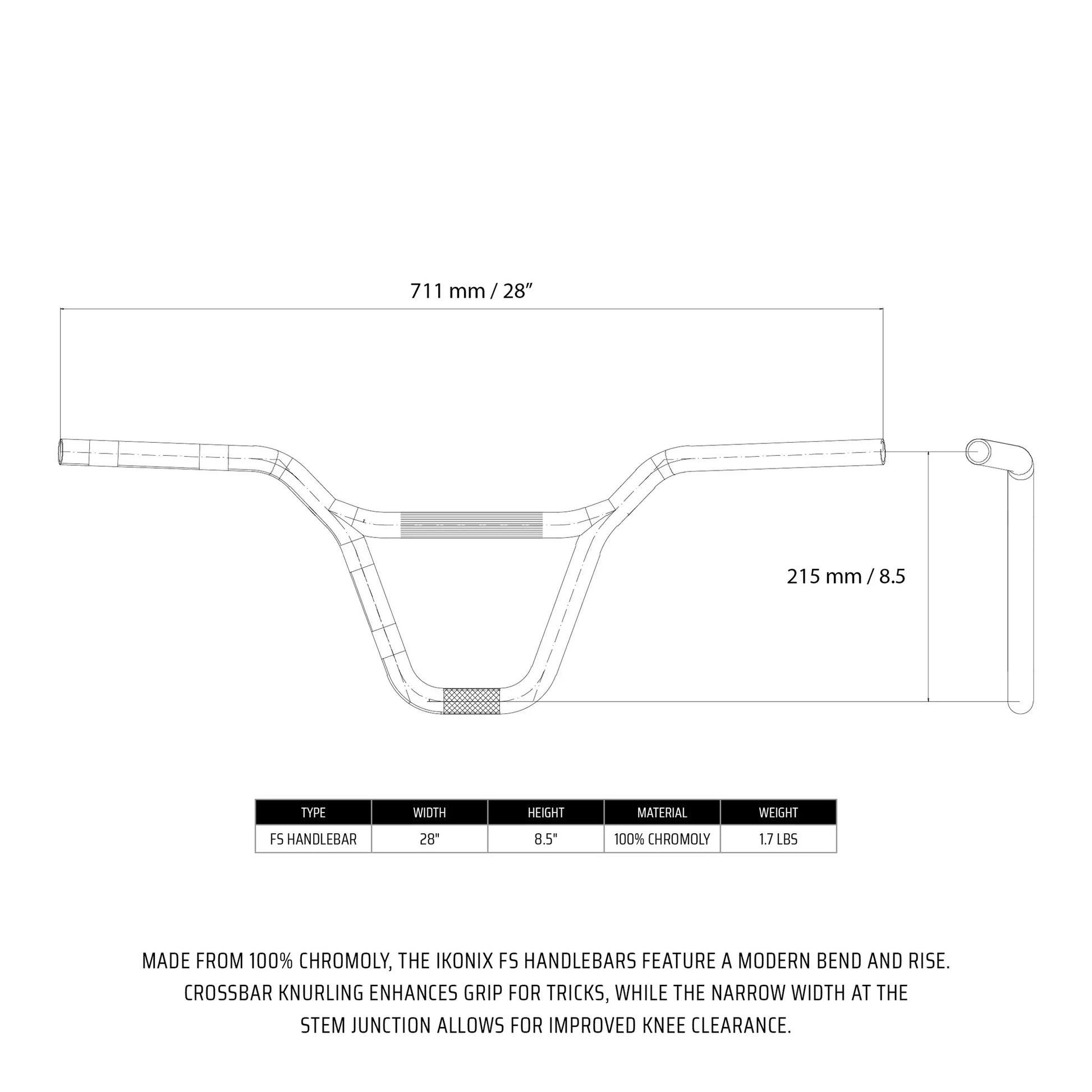 Ikonix BMX Parts Chrome IKONIX FS Bar Chrome