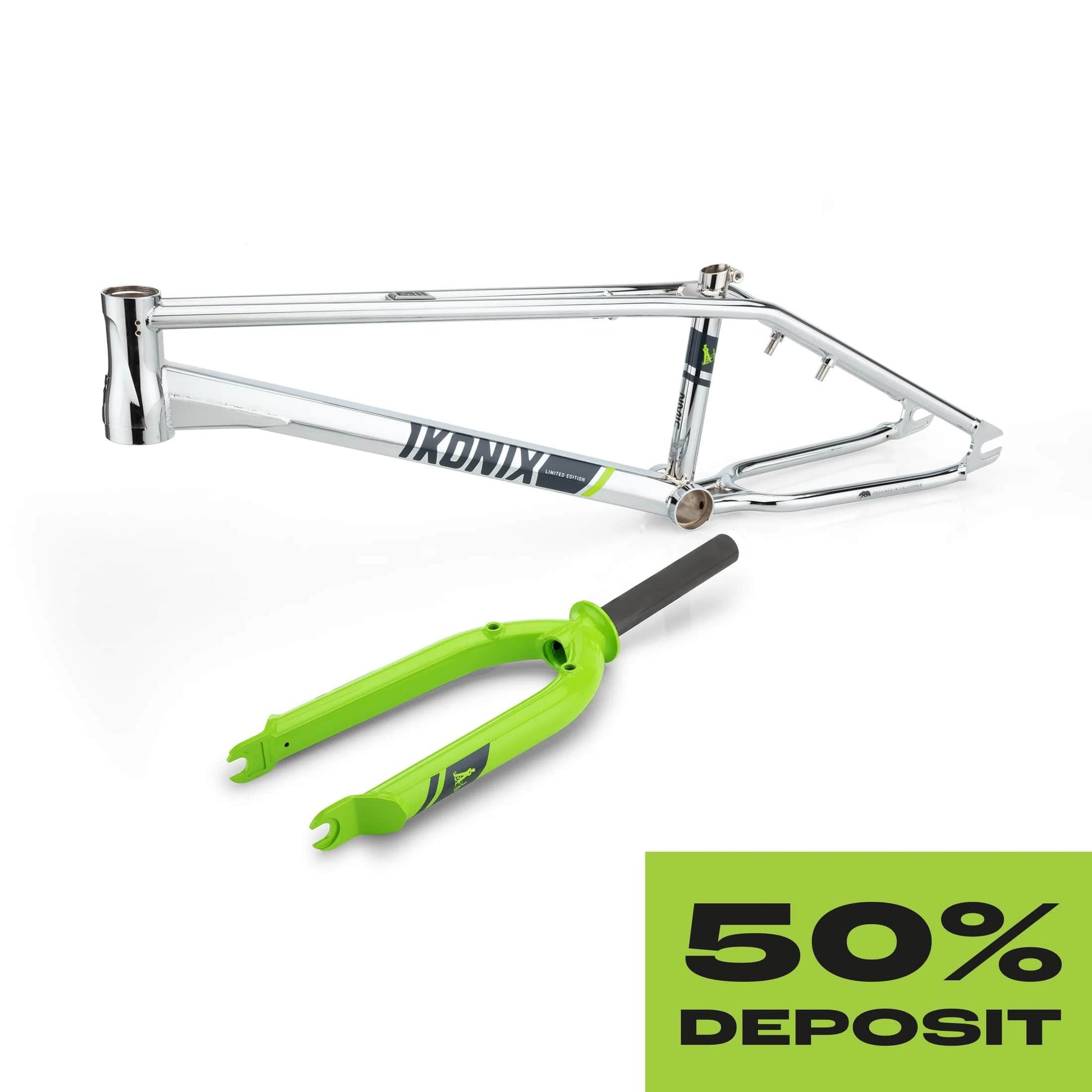 Ikonix BMX Parts IKONIX FS1 Frameset Chrome / Green 50% DEPOSIT