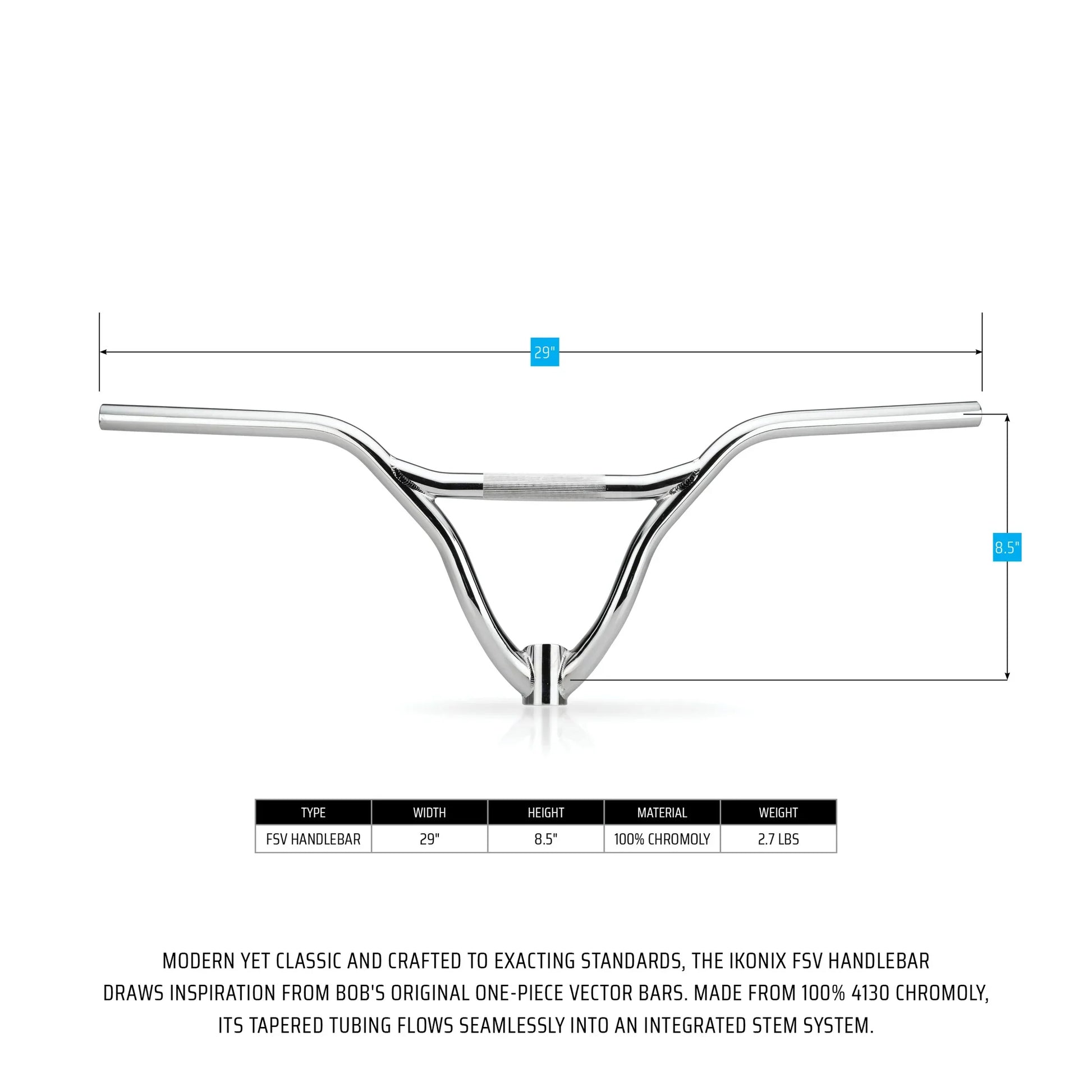 Ikonix BMX Parts Chrome IKONIX FSV Bar / Stem Combo Chrome