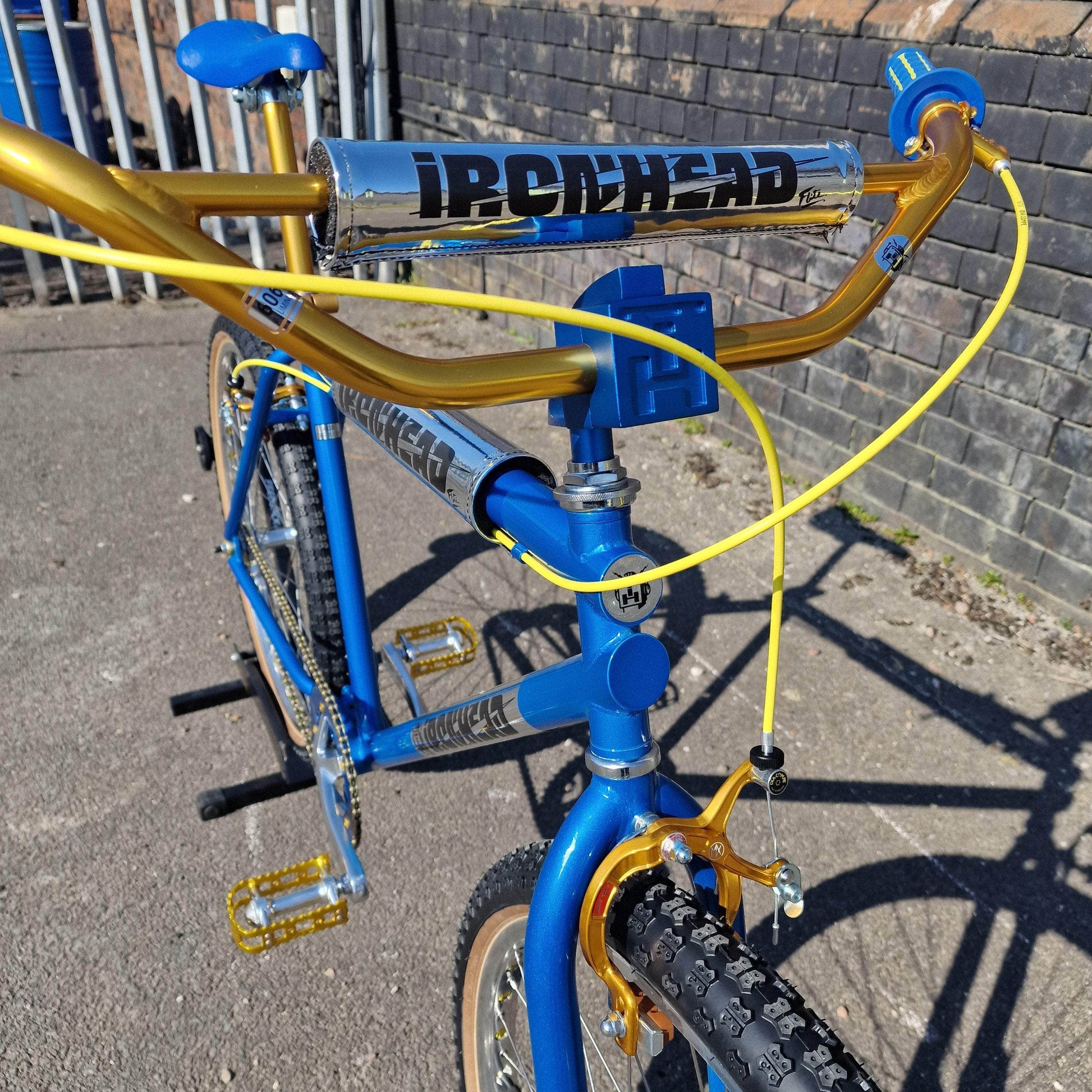 Ironhead Custom 26 Inch Cruiser Bike Candy Blue Gold Alans BMX